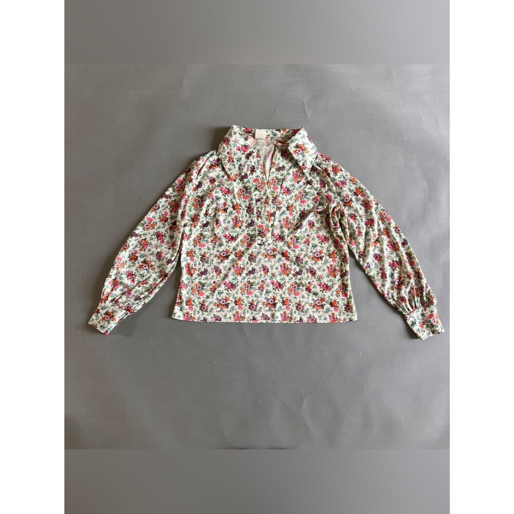 Cottagecore whimsical vintage 70s floral button-up M/L retro farmhouse